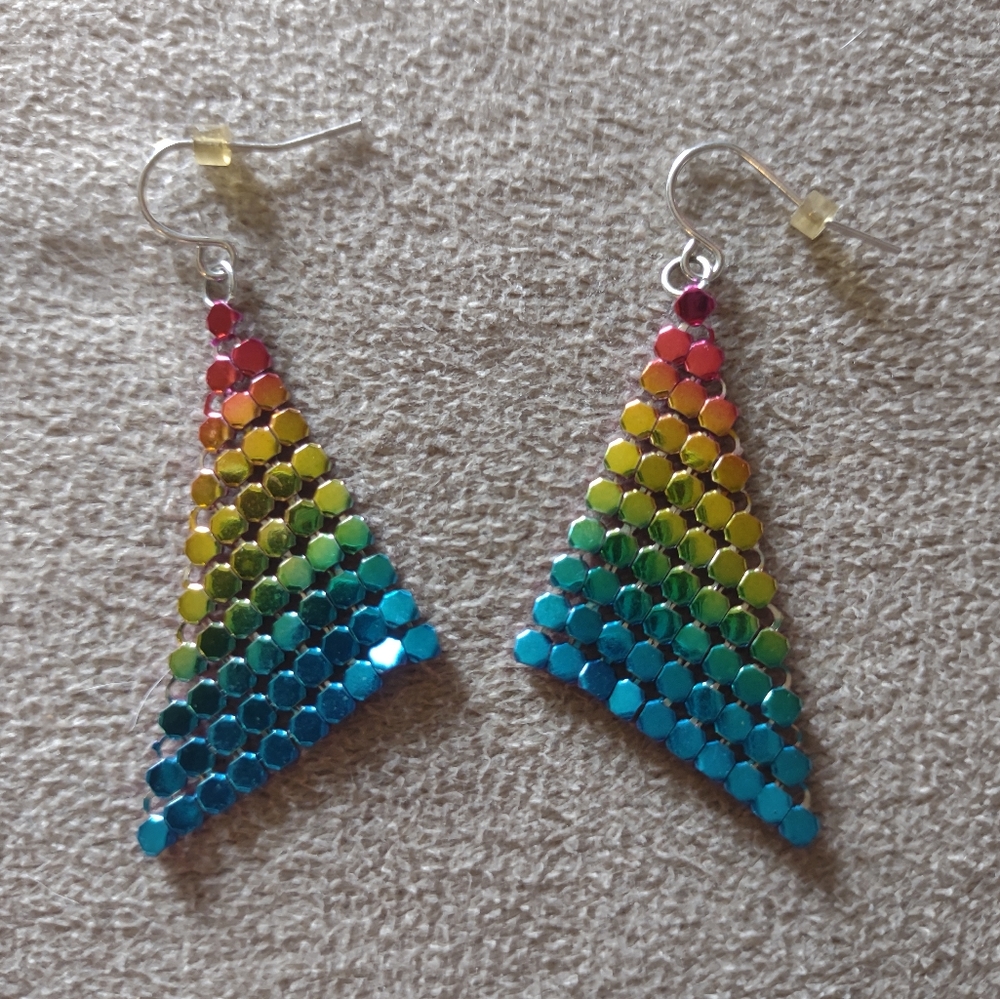 Rainbow Triangle Dangle Earrings